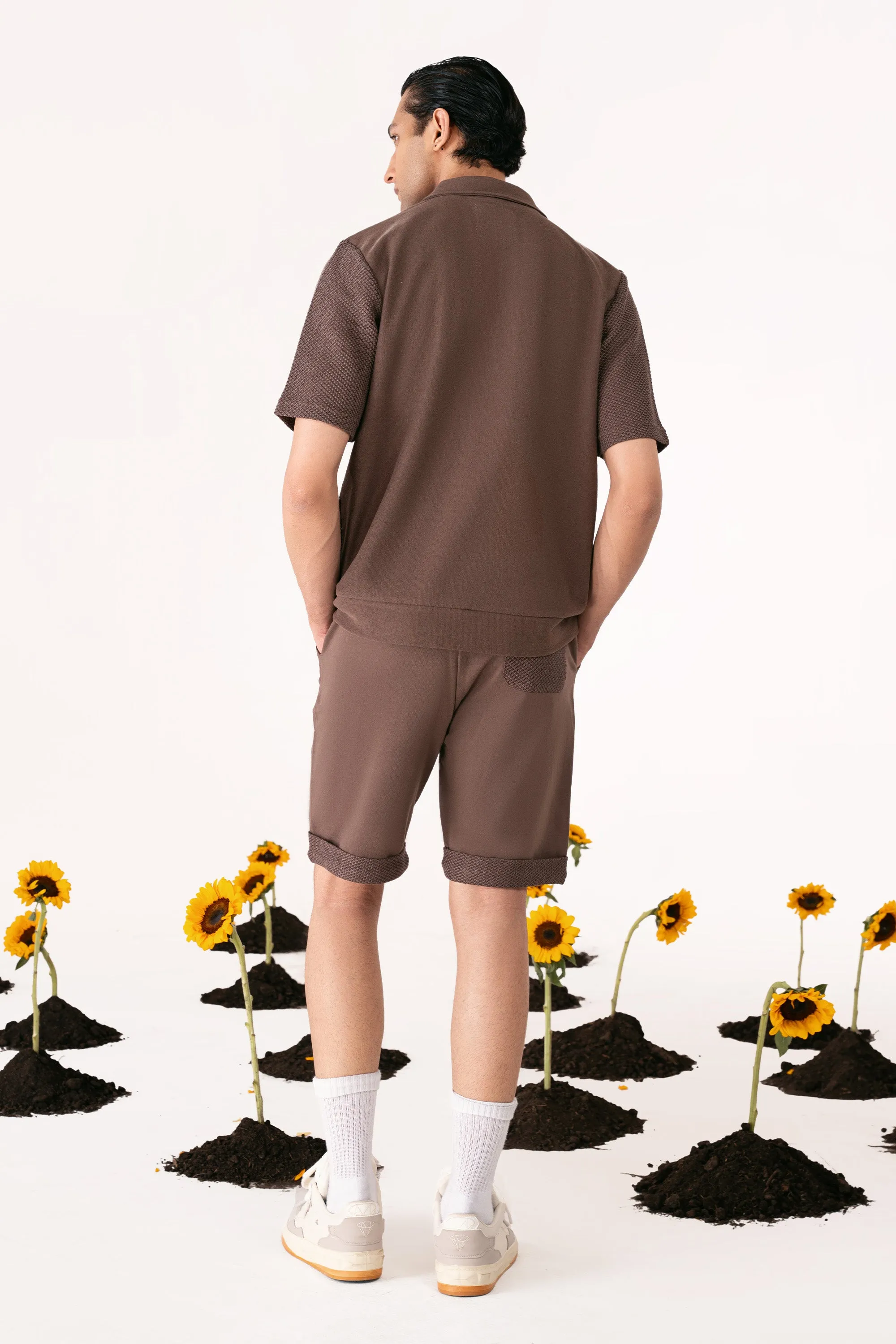 Terracotta Brown Crochet Twin Set