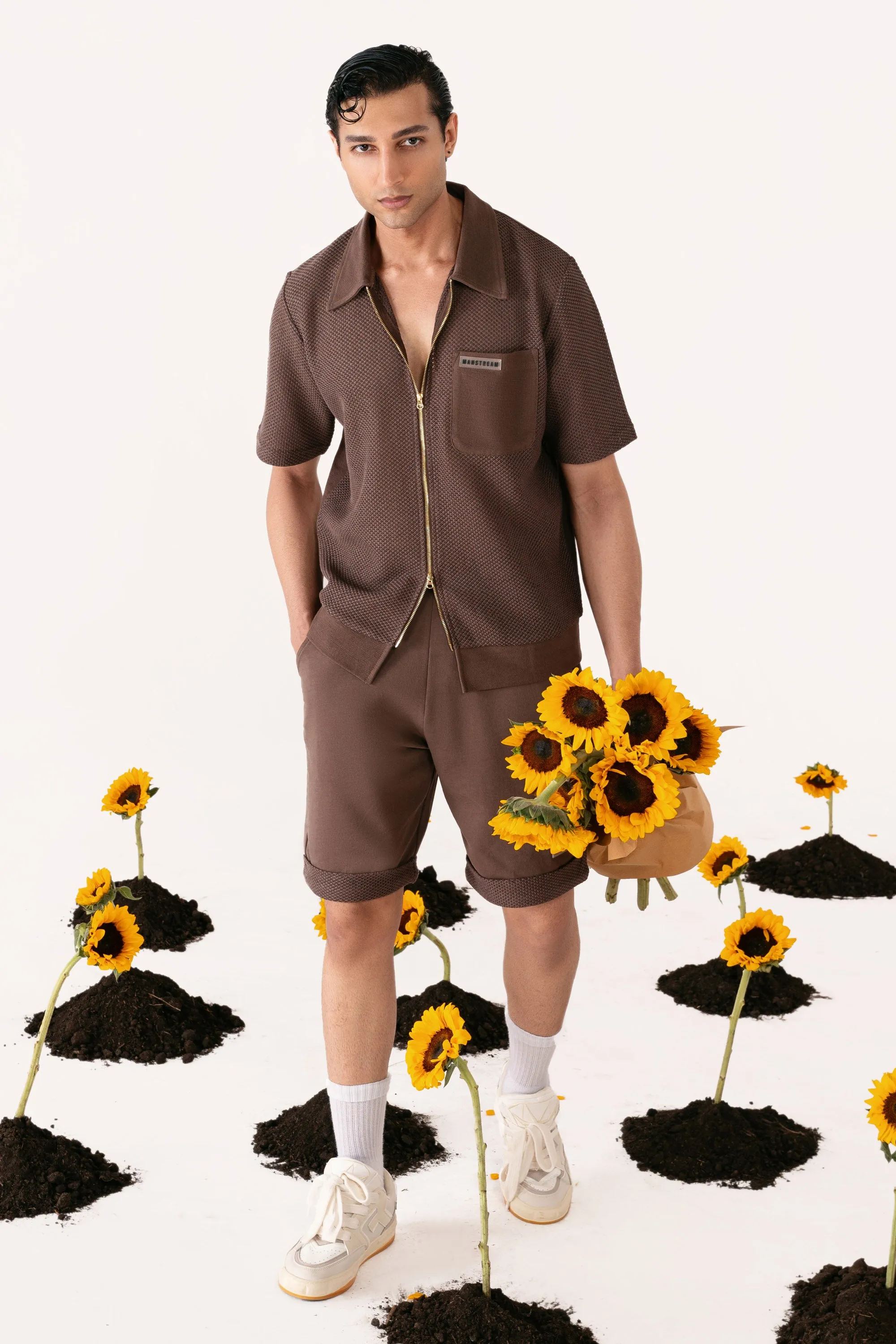 Terracotta Brown Crochet Twin Set