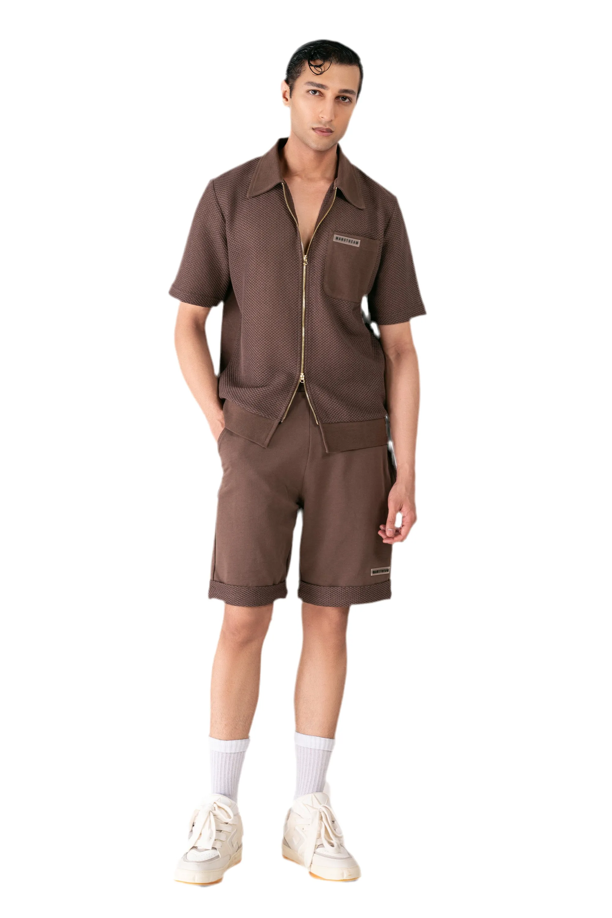 Terracotta Brown Crochet Twin Set