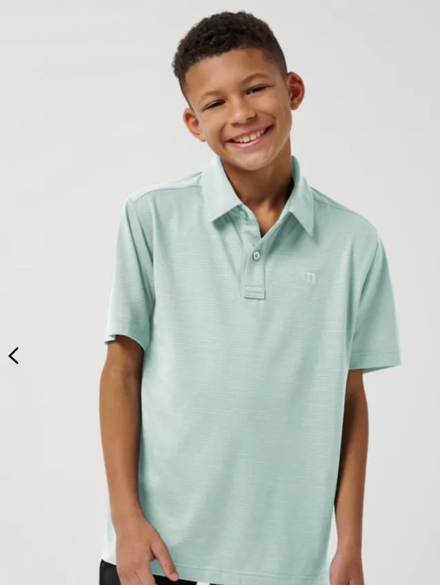 Travis Mathew Youth the Heater Eggshell Blue Polo