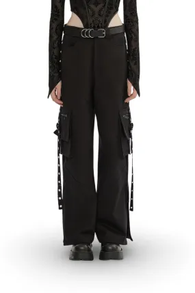 Urban Black Medium Waist Cargo Pants with Pockets