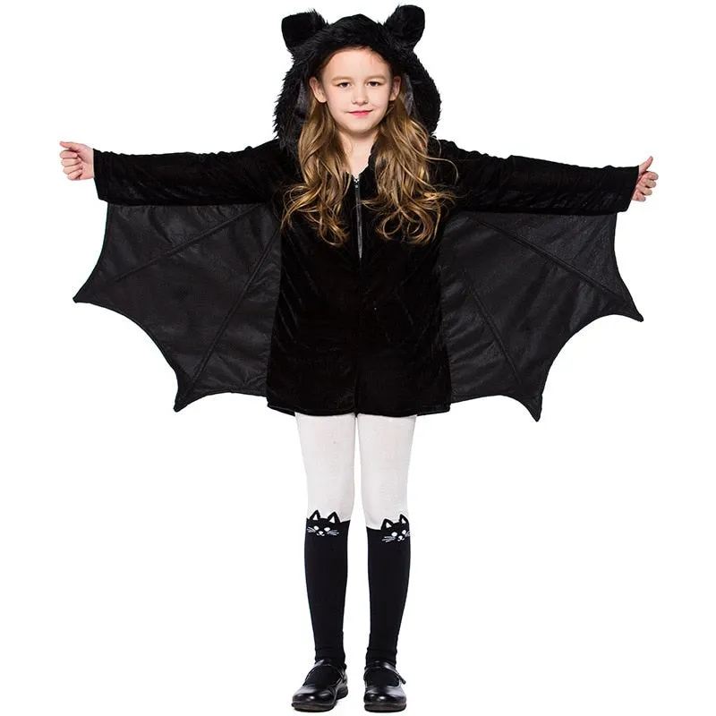 Vampire Bat Costumes Hooded Jumpsuit Adults and Kids