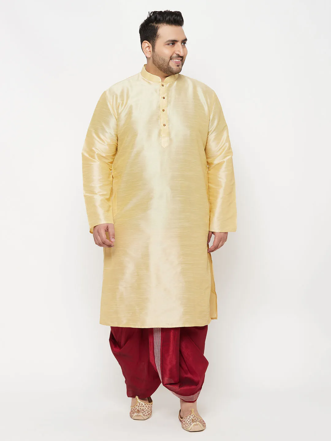 Vastramay Maroon Cotton Blend Thread Work Dhoti