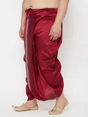 Vastramay Maroon Cotton Blend Thread Work Dhoti