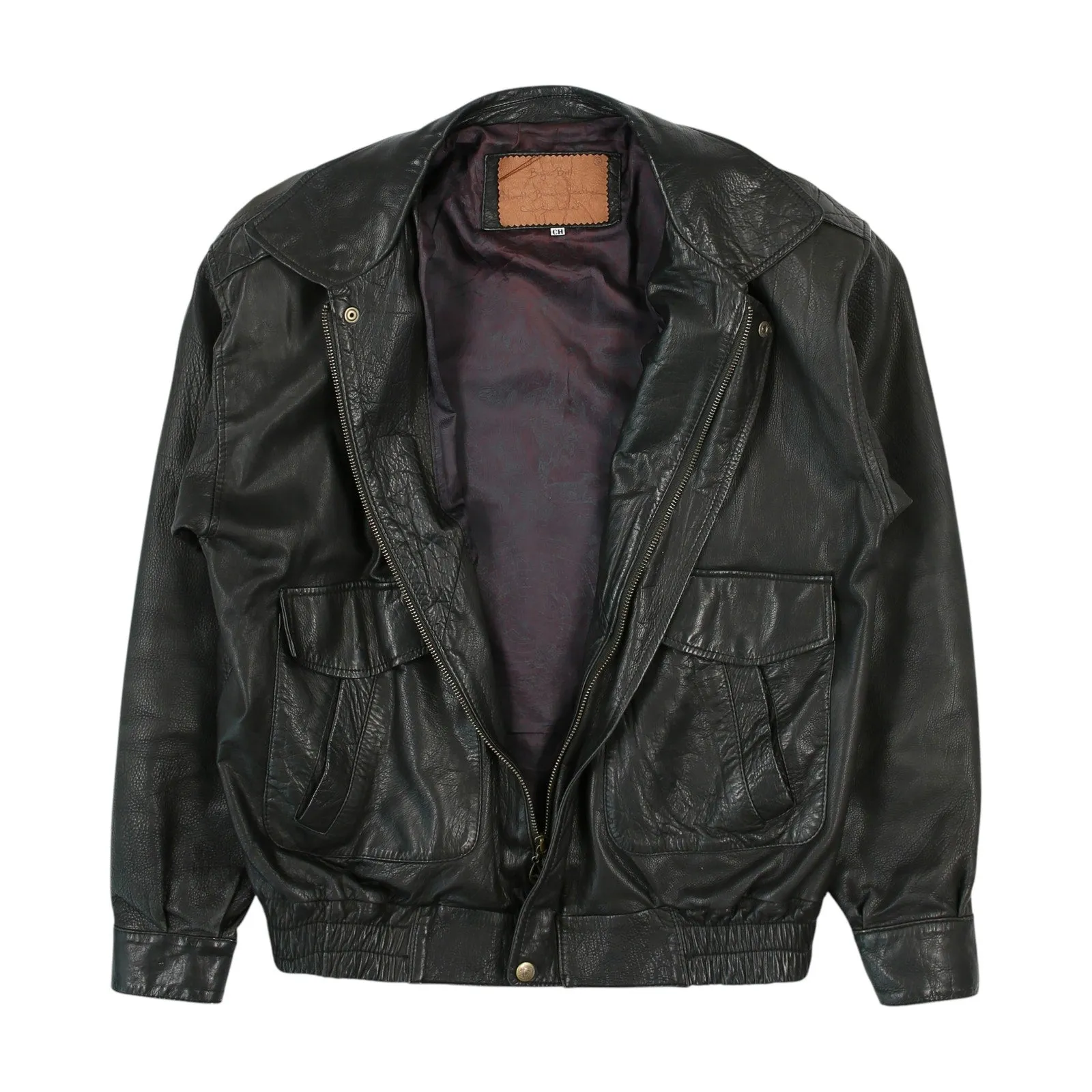 Vintage 90s Black Leather Coat