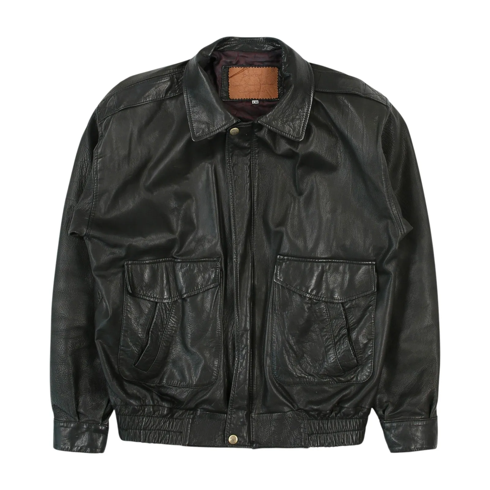 Vintage 90s Black Leather Coat