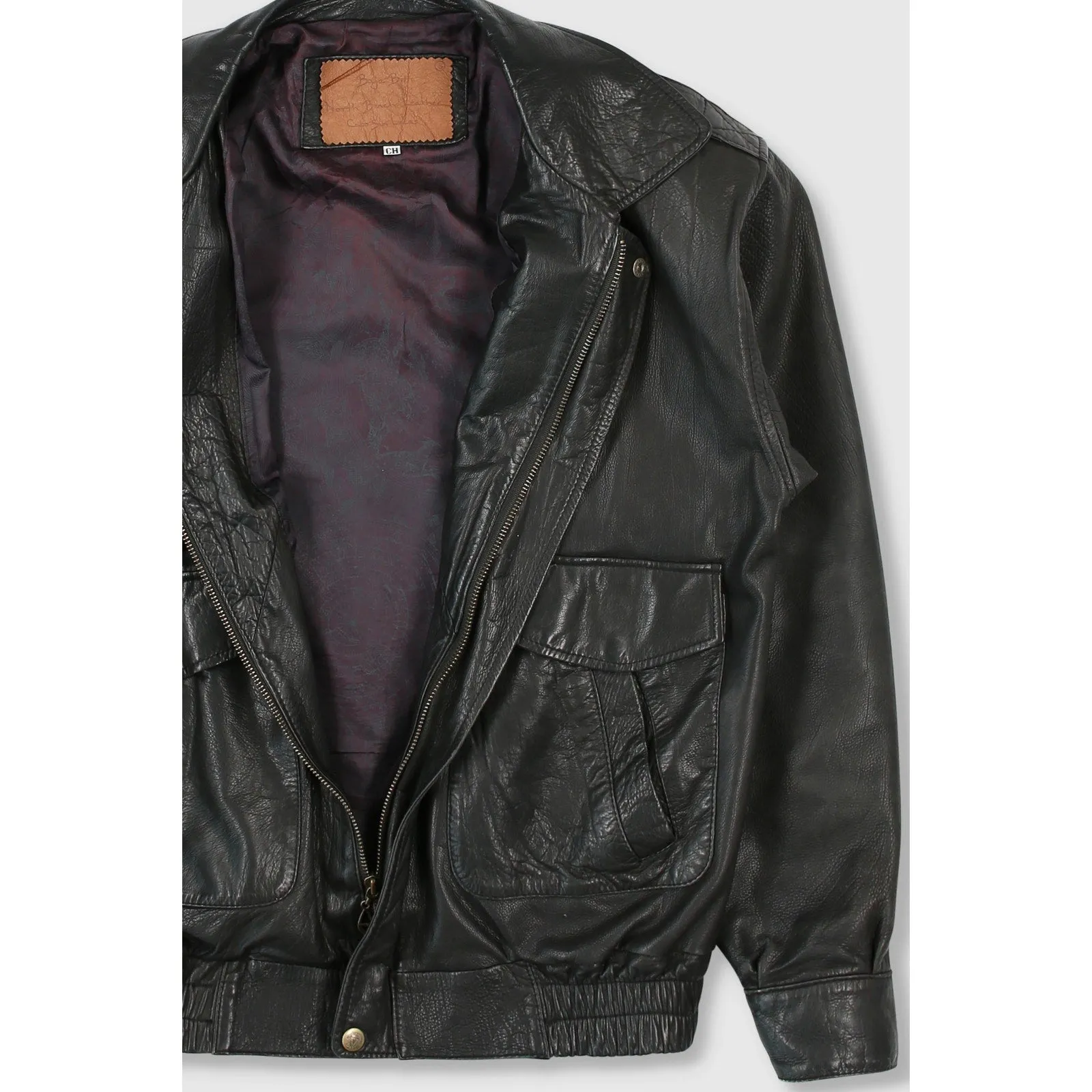 Vintage 90s Black Leather Coat