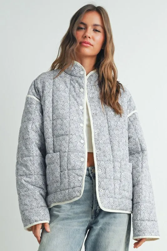 Waitlist 12/20 ♥ Elliott Long Sleeve Floral Print Quilted Shacket Lavender