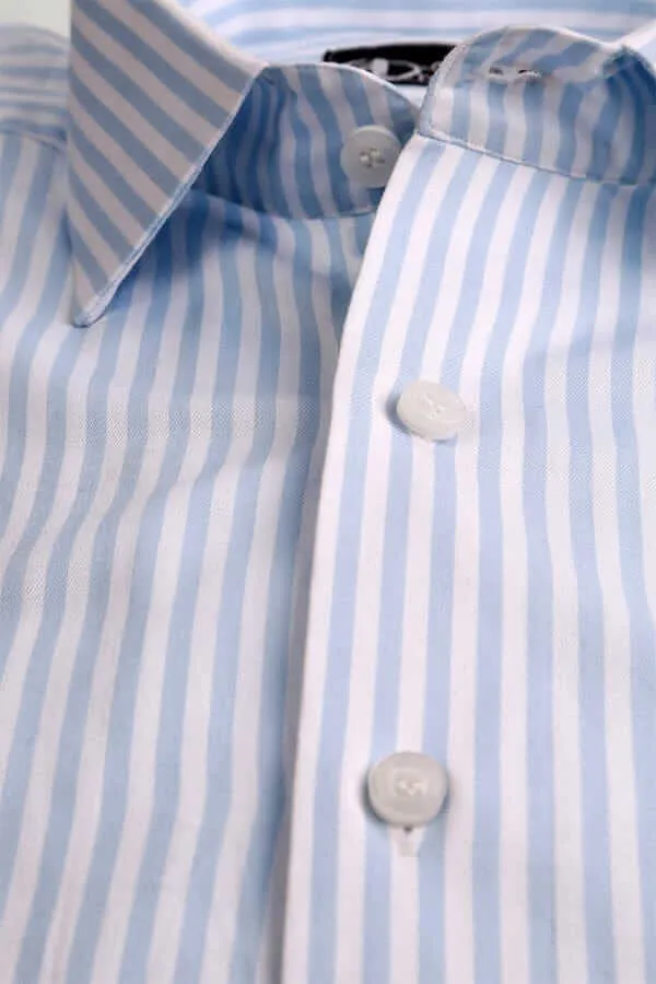 White and Blue Vertical Stripes Formal Shirt