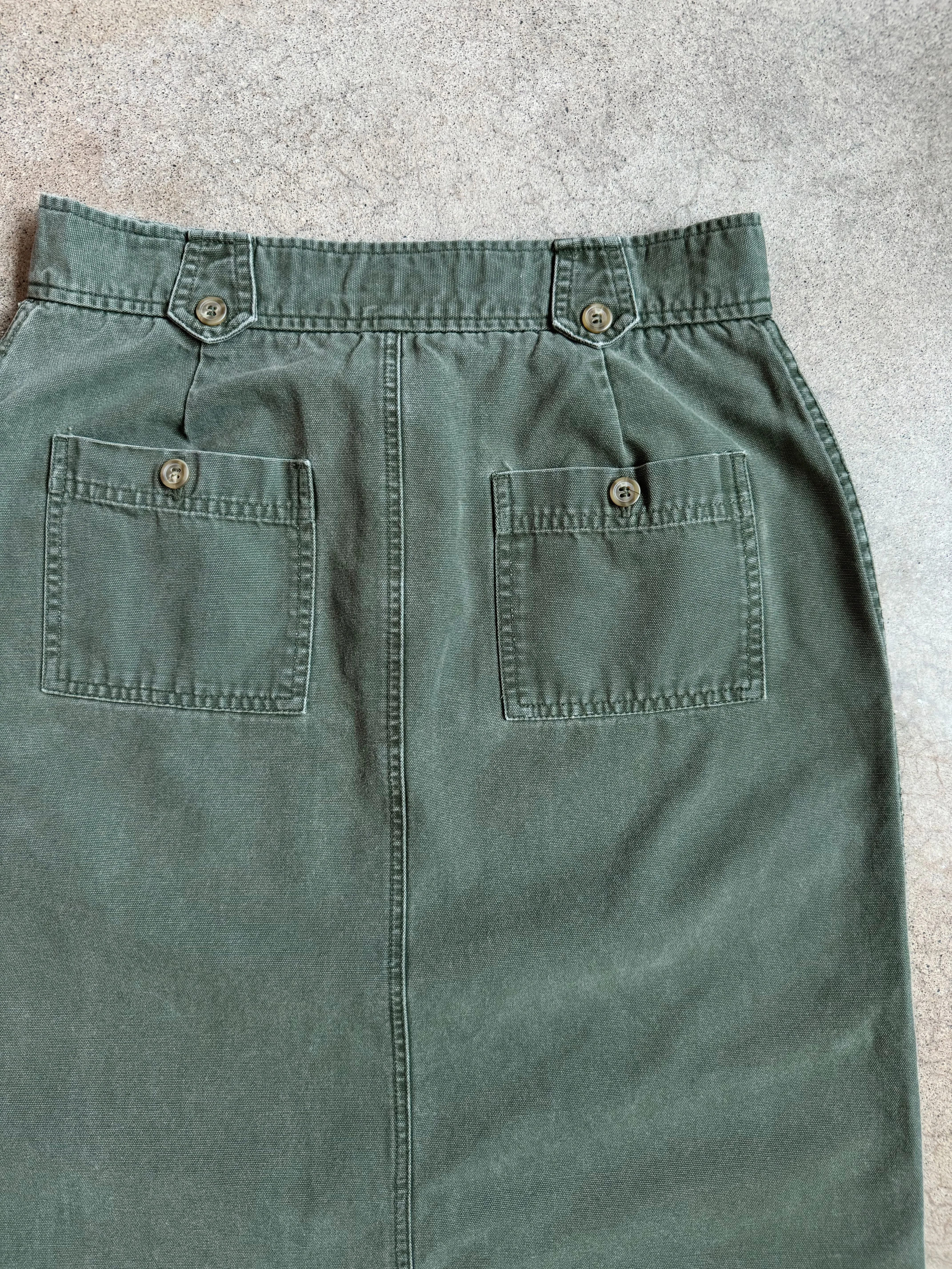 Y2K Green Cotton Utility Maxi Skirt (W29”)