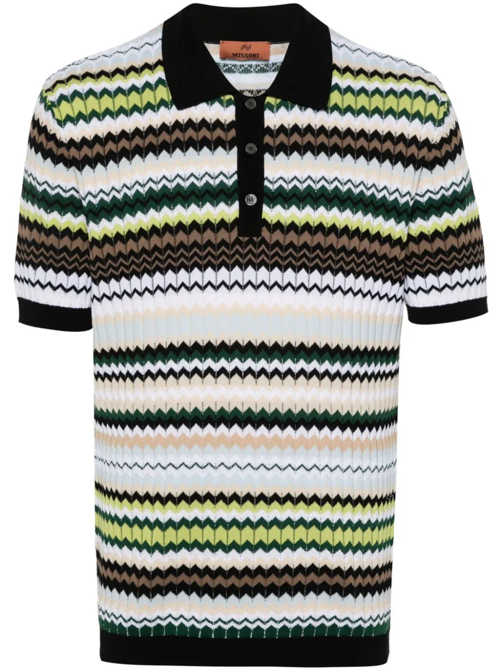 Zigzag Woven Design Polo Shirt